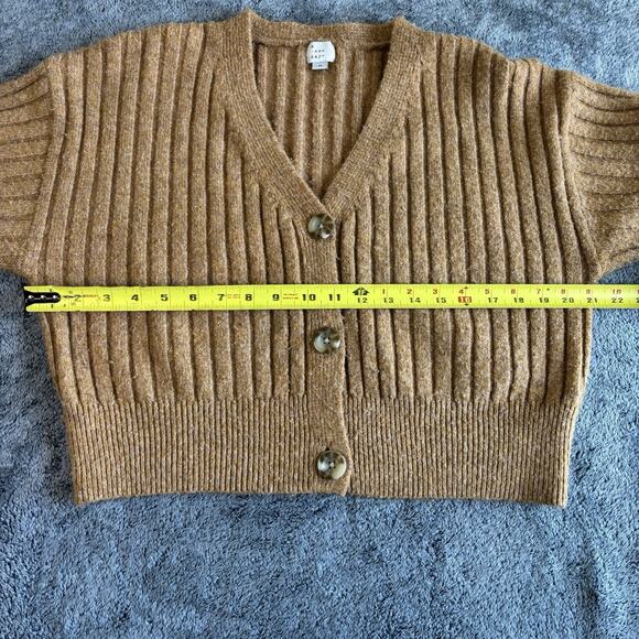 A New Day‎ Women's Crop Button Up Mustard Sweater Size M - Picture 7 of 8